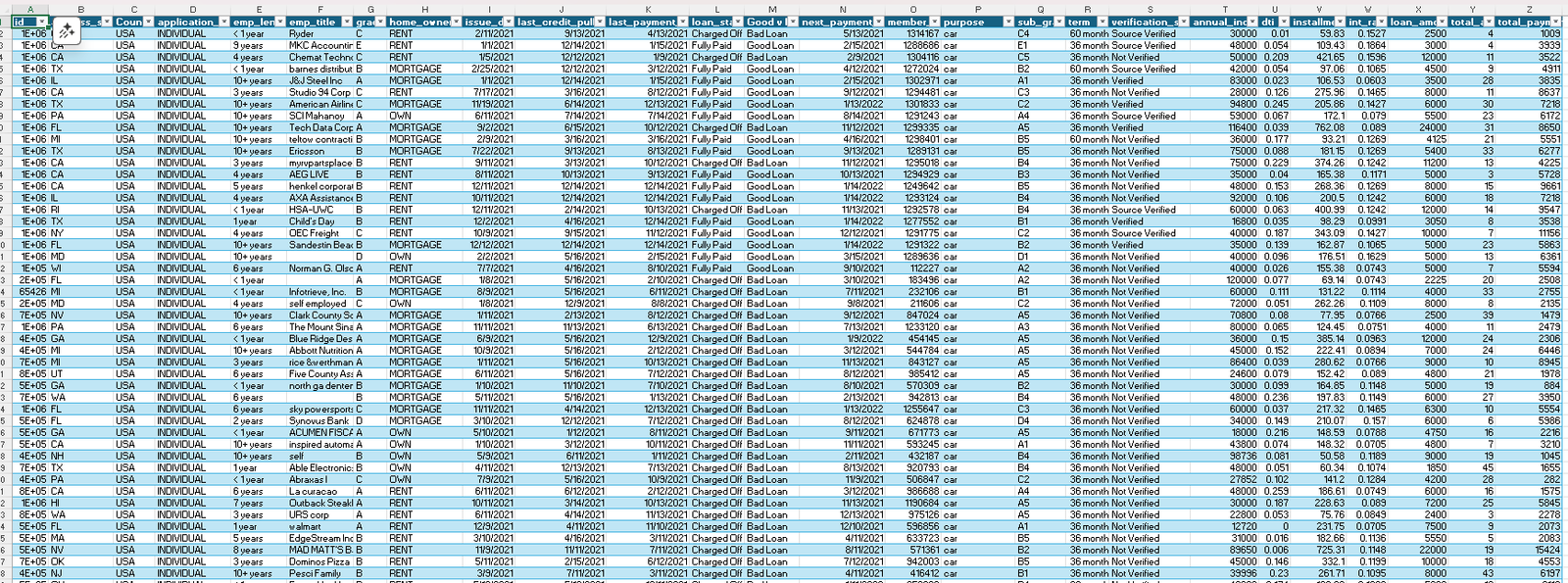 Excel Loan Details